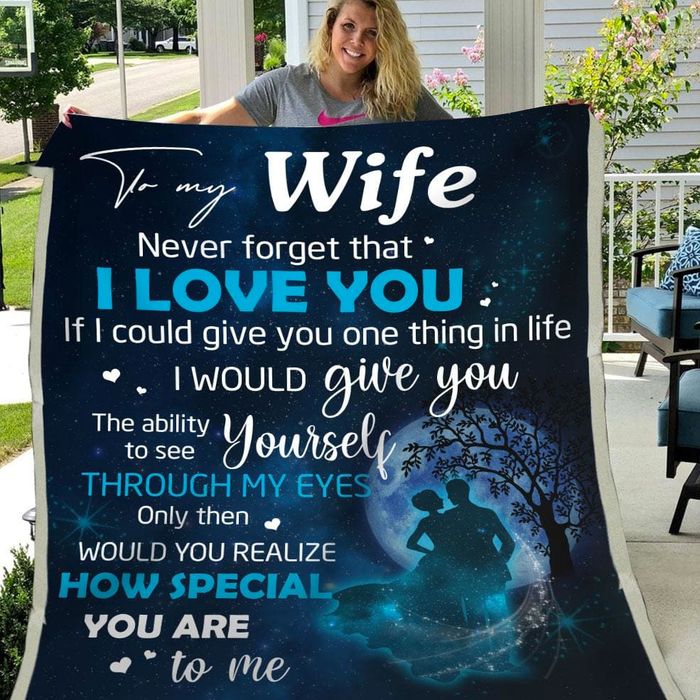 Personalized Blanket To My Wife For Valentines Never Forget I Love You Full Moon &  Couple Blanket Custom Name