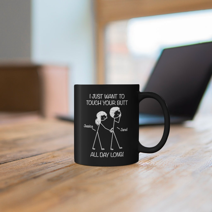 Personalized Coffee Mug Gifts For Him Her Couple Funny Touch Your Butt All Day Long Custom Name Cup For Anniversary