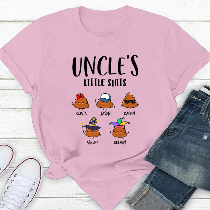 Personalized T-Shirt For Uncle From Niece Nephew Uncle's Little Shits Note Background Custom Name Gifts For Fathers Day