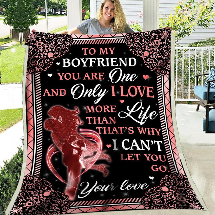 Personalized Blanket To My Boyfriend You Are One And Only I Love Romantic Holding Couple Print Blanket Custom Name