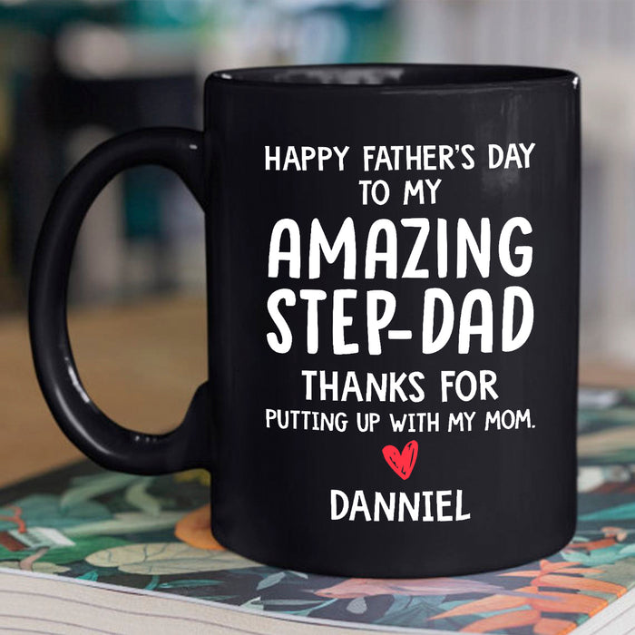 Personalized Ceramic Coffee Mug For Bonus Dad Amazing Step Dad Custom Kids Name 11 15oz Father's Day Cup