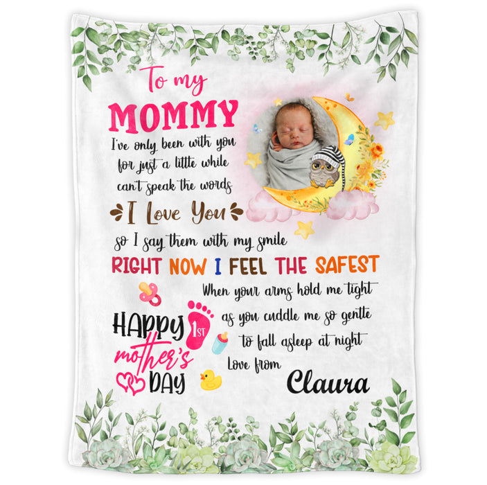Personalized Blanket For New Mom Cute Owl With Moon I've Only Been With You Custom Name Photo Gifts For 1st Mothers Day