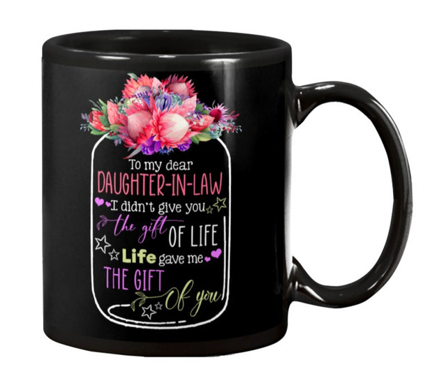 Personalized Coffee Mug For Daughter In Law Protea Flowers Give You Gifts Of Life Custom Name Black Cup Birthday Gifts