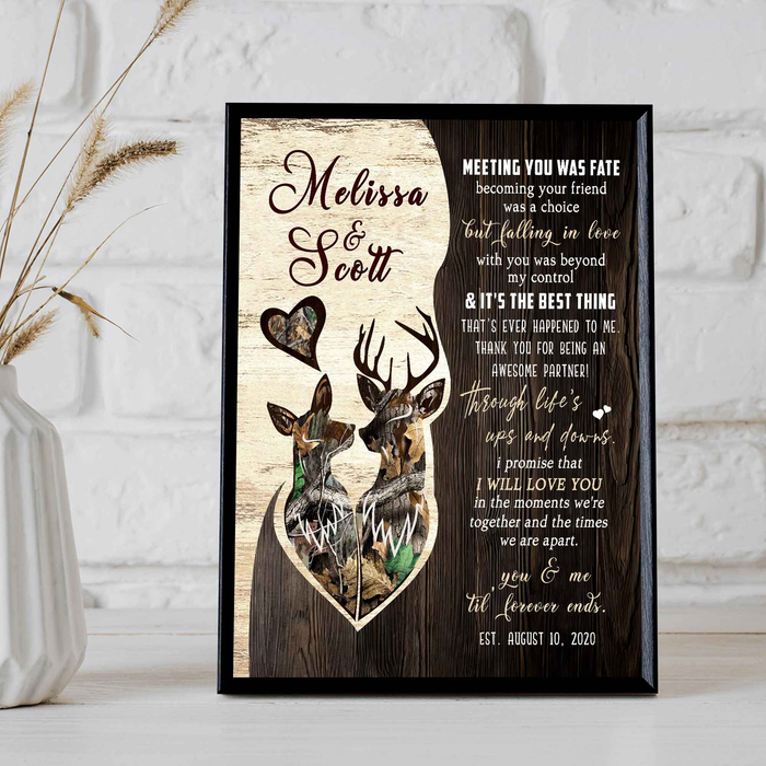 Personalized Canvas Wall Art For Couples Deer Hunting Meeting You Was A Fate Custom Name Poster Prints Valentine Gifts