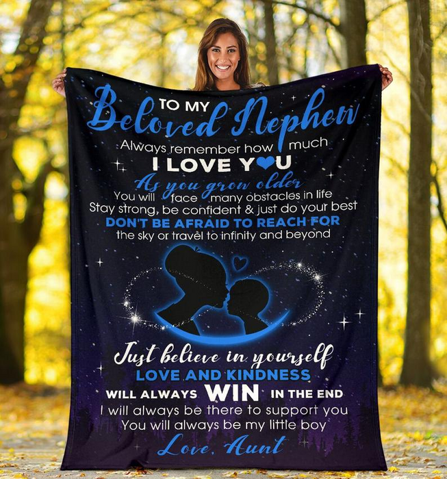 Personalized To My Beloved Nephew Blanket From Aunt Always Remember How Much I Love You Infinity Symbol Printed
