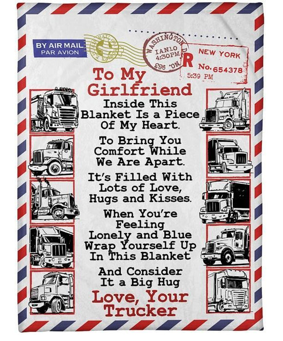 Personalized To My Girlfriend Love Letter Trucker Blanket From Boyfriend Inside This Blanket Is The Piece Of My Heart