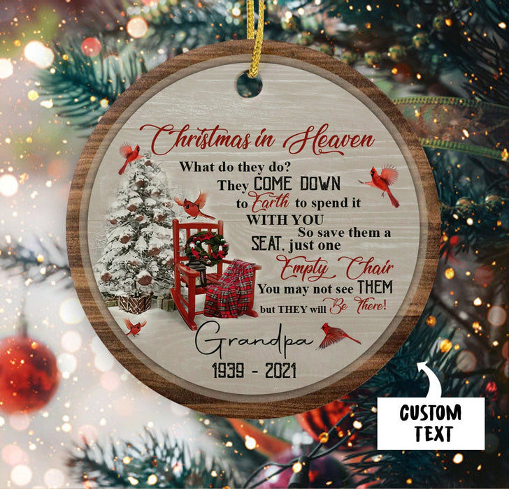 Personalized Memorial Ornament For Grandpa Papa Empty Chair Christmas In Heaven Ornament Custom Nickname And Year