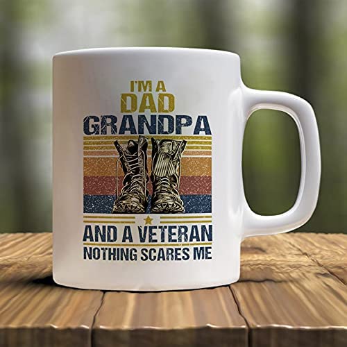 I am A Dad Grandpa and A Veteran Fathers Day Coffee Mug Vintage Retired Soldier America Army Gifts