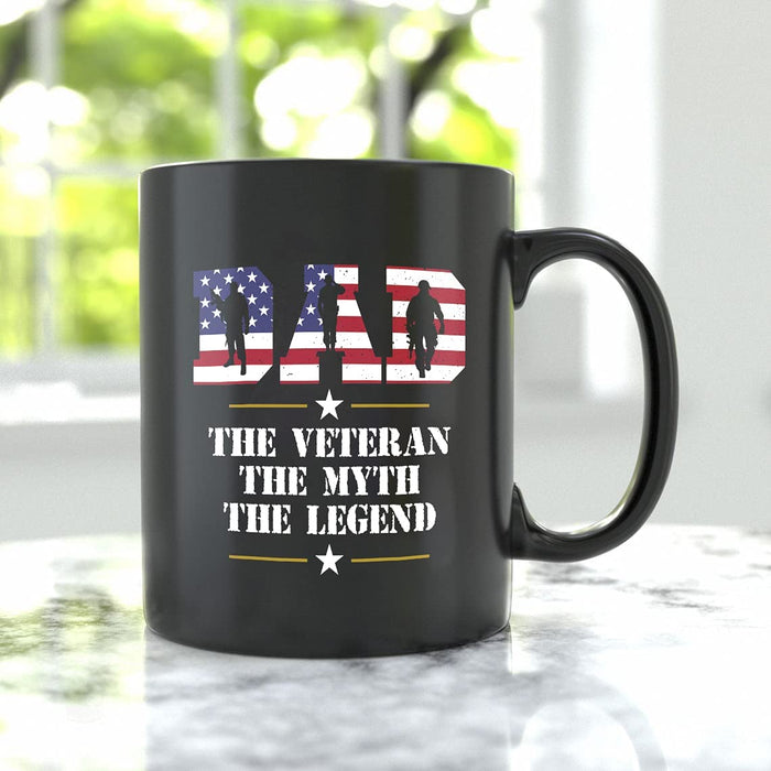 Dad The Veteran The Myth The Legend Mug Military Gifts Army US Flag Mugs Fathers Day for Grandpa