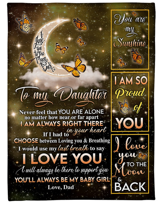 Personalized Blanket To My Daughter From Dad You Are My Sunshine Butterfly Print Star Night Background Custom Name