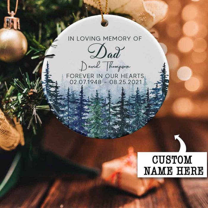 Personalized Memorial Ornament For Dad In Heaven Tree In Loving Memory Christmas Ornaments Custom Name And Date