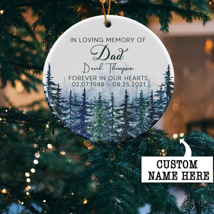 Personalized Memorial Ornament For Dad In Heaven Tree In Loving Memory Christmas Ornaments Custom Name And Date