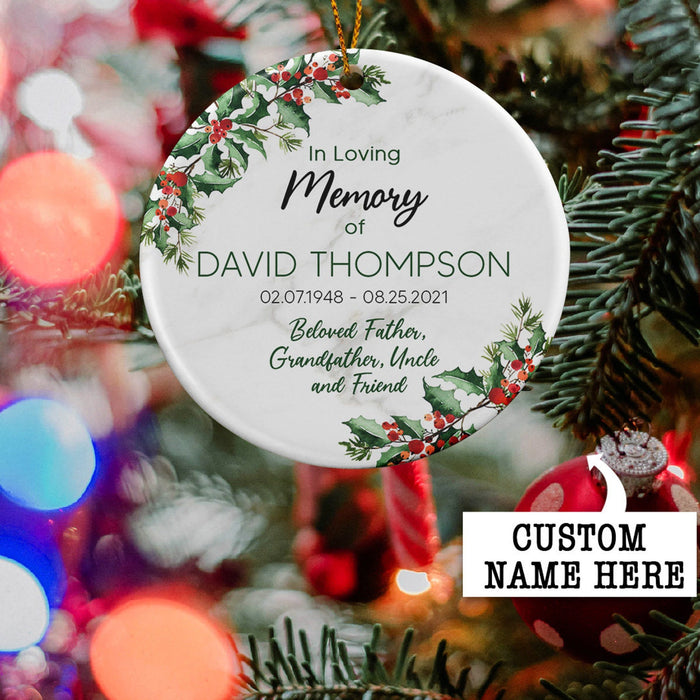 Personalized Memorial Ornament For Dad Father Grandfather In Loving Memory Keepsake Ornaments Custom Name And Date