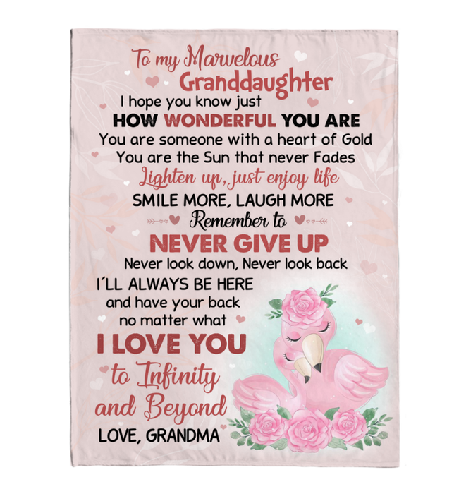 Personalized To My Marvelous Granddaughter From Grandma I Love You Flamingo And Flower Printed Custom Name