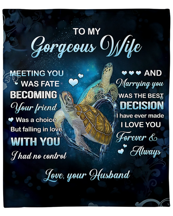 Personalized To My Wife Turtle Couple Premium Blanket From Husband Custom Name Falling In Love With You I Had No Control