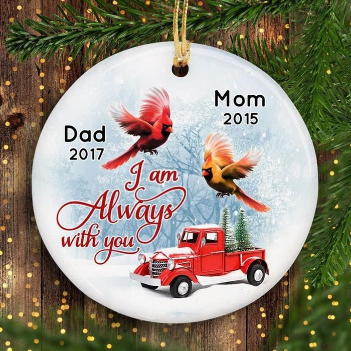 Personalized Memorial Ornament For Dad Mom In Heaven Cardinal Bird Snow Truck Custom Name Tree Hanging Bereavement Gifts
