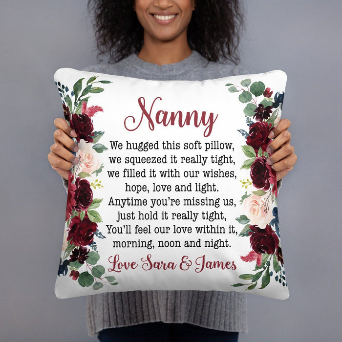 Personalized Square Pillow For Grandma Hold It Really Tight Flowers Custom Grandkids Name Sofa Cushion Birthday Gifts