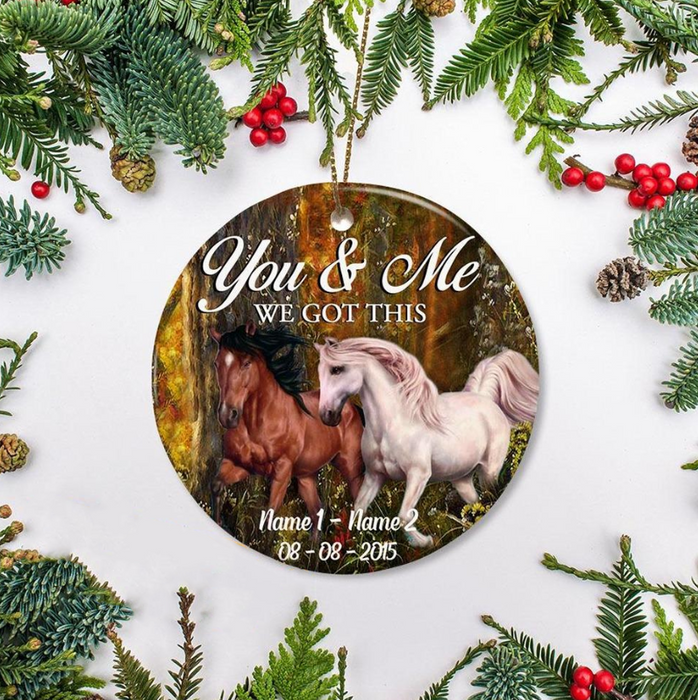 Personalized Ornament Gifts For Couples Forest Horse You & Me Got This Lover Custom Name Tree Hanging On Anniversary