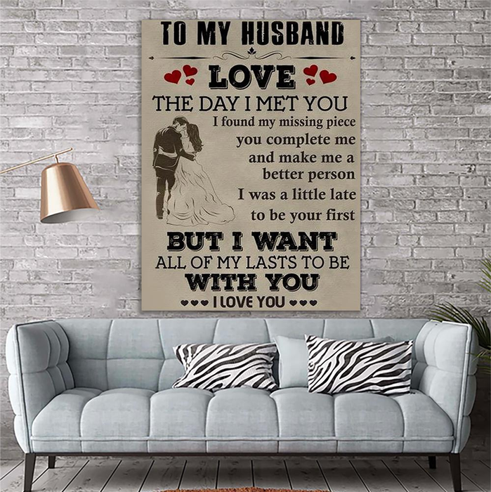 Personalized To My Husband Canvas Wall Art Gifts From Wife Romantic Couple You Complete Me Custom Name Poster Prints