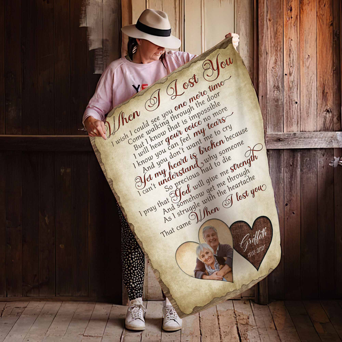 Personalized Memorial Blanket For Loss Of Loved Ones I Wish Could See You One More Time Custom Name Photo Funeral Gifts