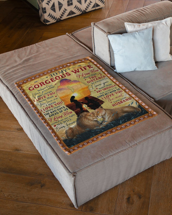 Personalized Blanket To My Wife From Husband I Say I Love You More Lion Couple Under The Sunset Custom Name