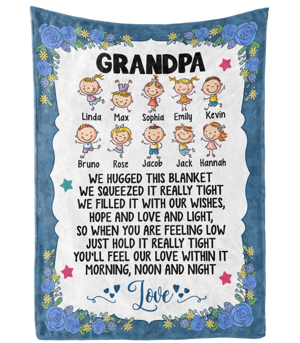 Personalized Blanket To My Grandpa From Grandkid We Hugged This Blanket Flower Print Custom Grandkids Name