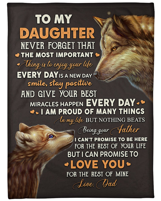 Personalized Blanket To My Daughter From Dad Nothing Beats Old & Baby Wolf Print Vintage Design Custom Name