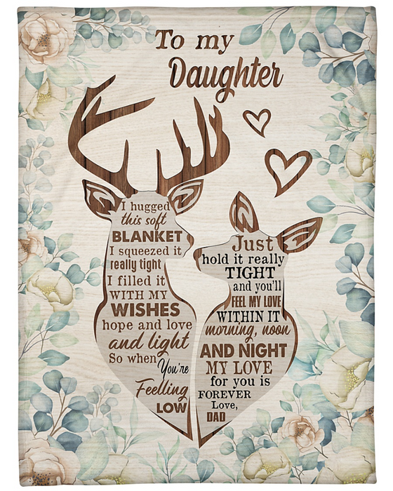 Personalized Fleece Blanket For Daughter Print Cute Deer Family Quotes For Daughter Cute Customized Blanket Gift For Birthday Graduation