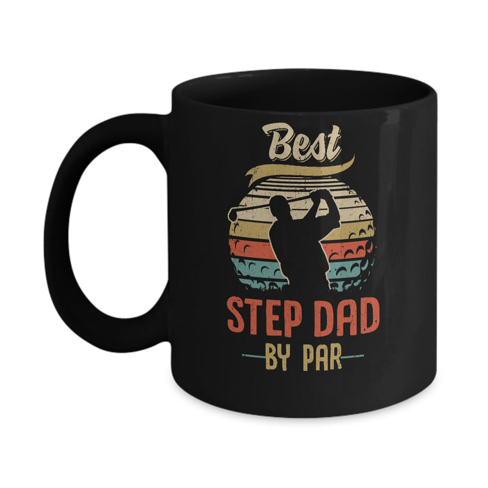 Best Step Dad By Par Coffee Mug Vintage Golf Lovers Gifts For Men Bonus Dad Athlete Coach Gifts for Father's Day