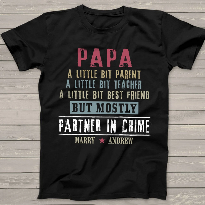 Personalized Shirt For Grandpa A Little Bit Parent Custom Grandkids Name