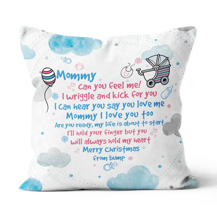 Personalized Pillow Mommy I Wriggle And Kick For You Merry Christmas From Bump Cute Stroller Ballon & Cloud Printed
