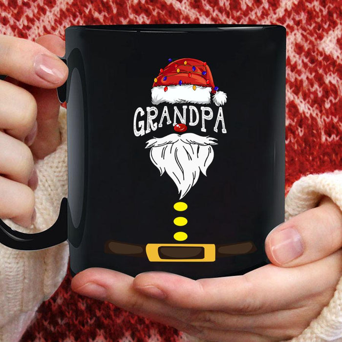Personalized Coffee Mug For Grandpa Funny Santa Claus Hat & Beard Printed Monogram Design 11Oz 15Oz Mug