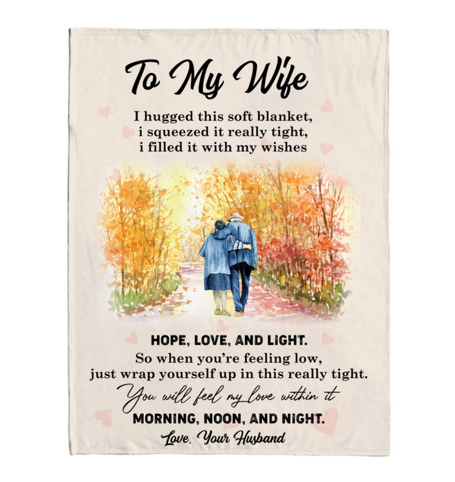 Personalized Growing Old Together Blanket To My Wife Old Couple In The Autumn Prints Custom Name Blanket For Valentine