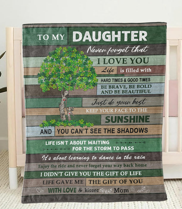 Personalized To My Daughter Blanket From Mom Never Forget That I Love You Shamrock Tree Printed St Patrick'S Day Blanket