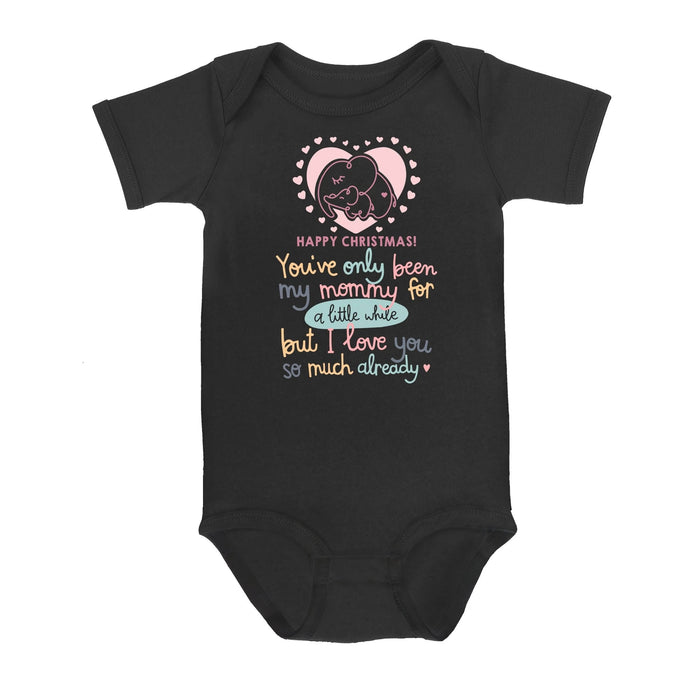 Personalized Onesie For Baby Happy Christmas You've Only Been My Mommy For A Little While Cute Elephant & Heart Printed