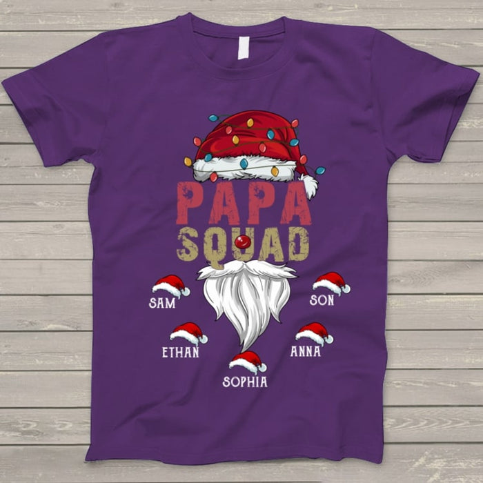 Personalized Sweatshirt & T-Shirt For Grandpa Papa Squad Santa Claus Printed Custom Grandkids Name