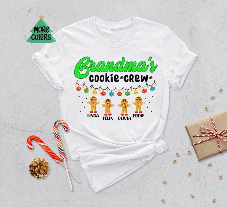 Personalized Grandma's Cookie Crew Christmas Shirt Cute Gingerbread Christmas Nana Shirt Funny Tee For Grandma Nana