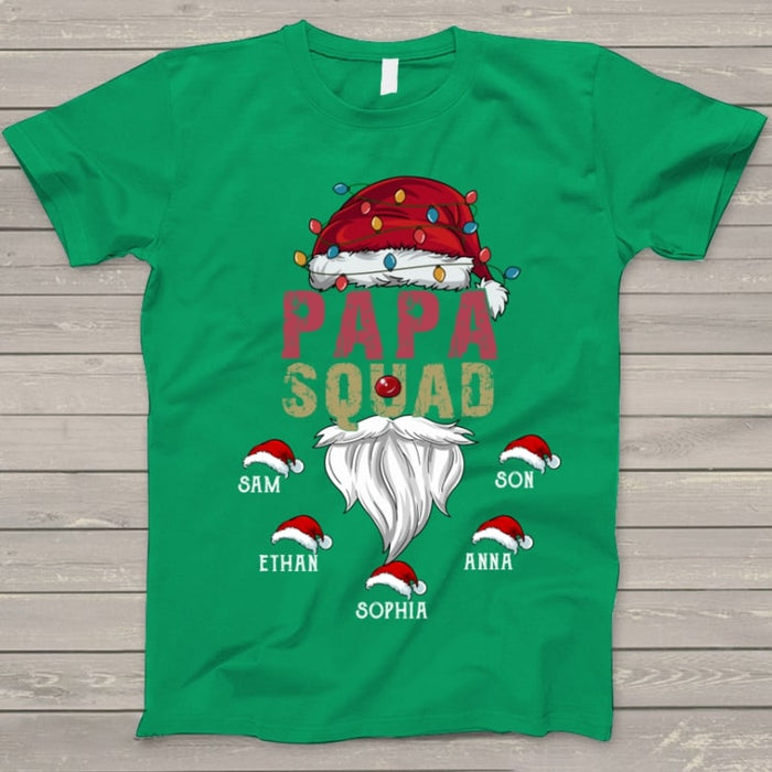 Personalized Sweatshirt & T-Shirt For Grandpa Papa Squad Santa Claus Printed Custom Grandkids Name
