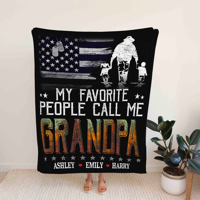 Personalized Blanket Gifts For Grandparents From Grandkids My Favorite People Call Me Veteran Custom Name For Christmas
