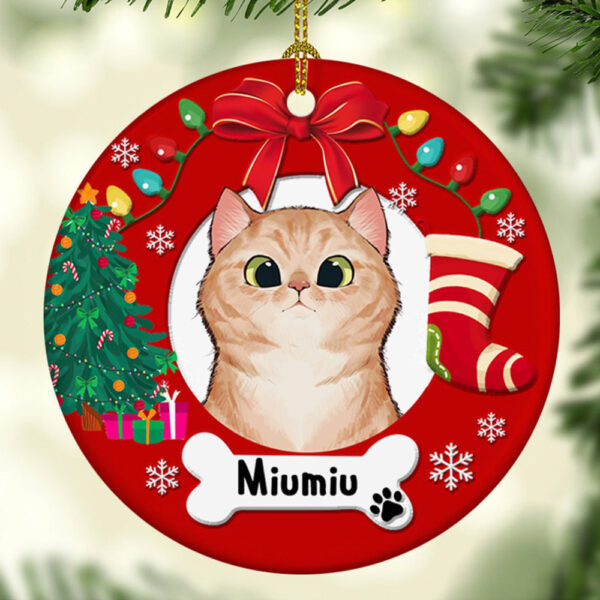 Personalized Ornament For Cat Lovers Stocking Presents Xmas Tree Ribbon Custom Name Tree Hanging Gifts For Christmas