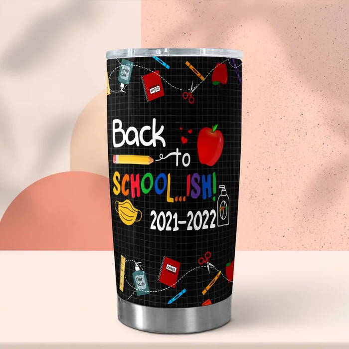Personalized Travel Tumbler For Teacher 20oz Cup Custom Name School Ish Apple Ruler Pencil Notebook Back To School Gifts