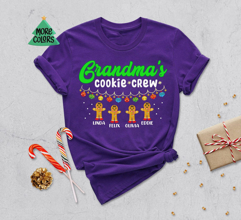 Personalized Grandma's Cookie Crew Christmas Shirt Cute Gingerbread Christmas Nana Shirt Funny Tee For Grandma Nana