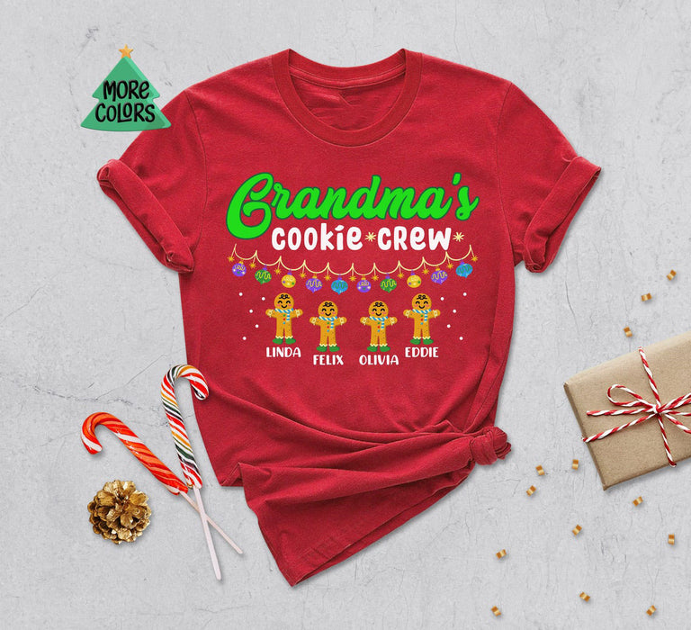 Personalized Grandma's Cookie Crew Christmas Shirt Cute Gingerbread Christmas Nana Shirt Funny Tee For Grandma Nana