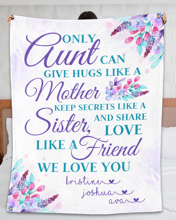 Personalized To My Aunt Blanket From Niece Nephew Share Like A Friend Purple Background Custom Name Gifts For Christmas