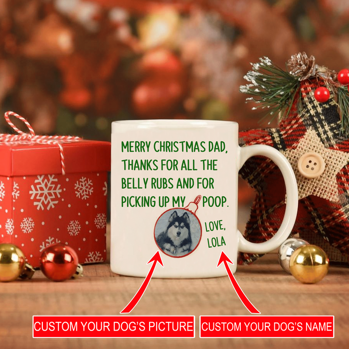 Personalized Coffee Mug Gifts For Dog Owners Thanks For All The Belly Rubs Custom Name Photo White Cup For Christmas