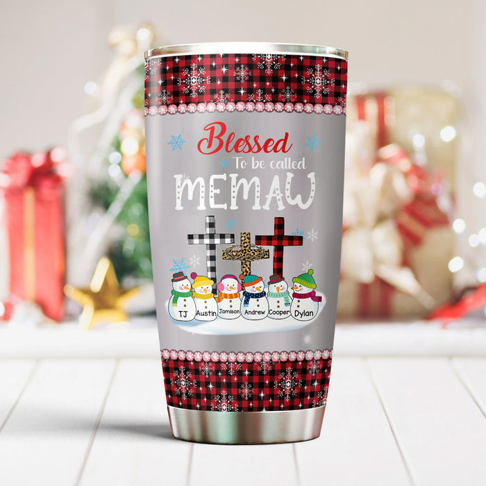 Personalized Tumbler Gifts For Grandma From Grandkids Blessed To Called Memaw Christ Cross Custom Name For Christmas