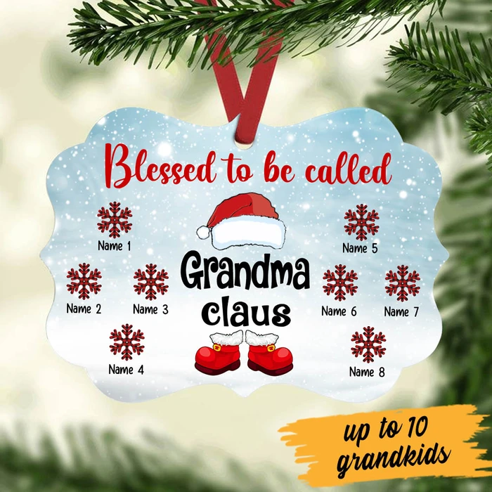 Personalized Ornament For Grandma From Grandchild Blessed To Be Called Claus Snowflake Custom Name Gifts For Christmas
