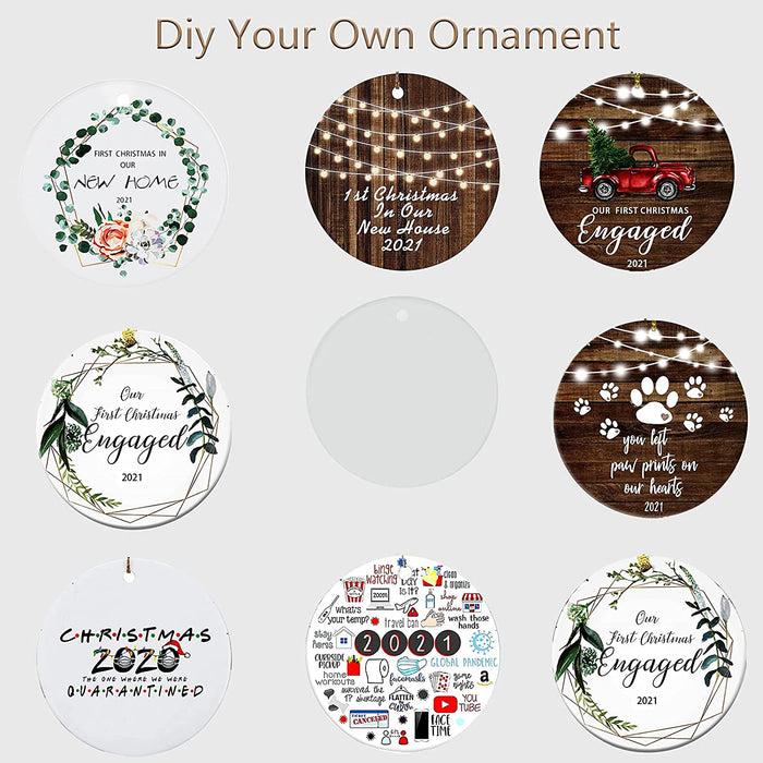 Personalized Circle Ornament For Grandma Nana Snowman And Candy Cane Printed Christmas Design Custom Grandkids Name