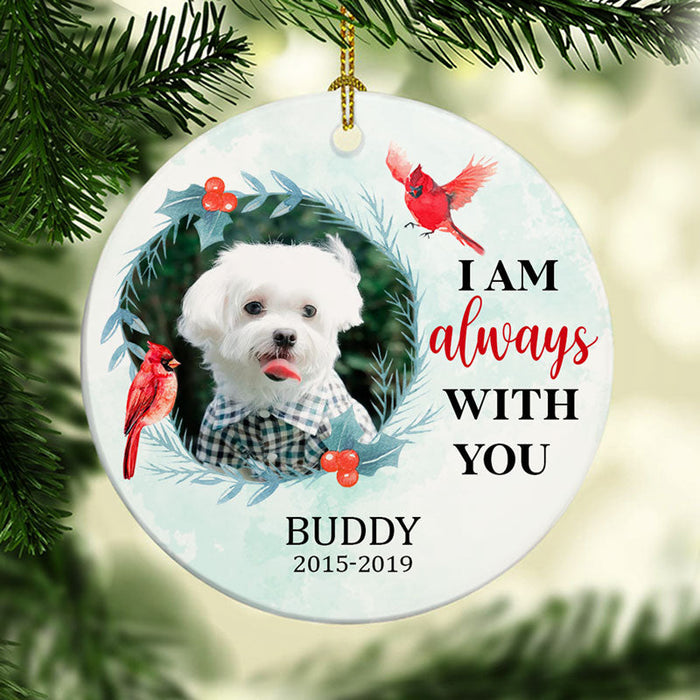 Personalized Memorial Ornament For Pet Loss Red Cardinal Birds Pet Custom Name & Photo Tree Hanging Sympathy Gifts