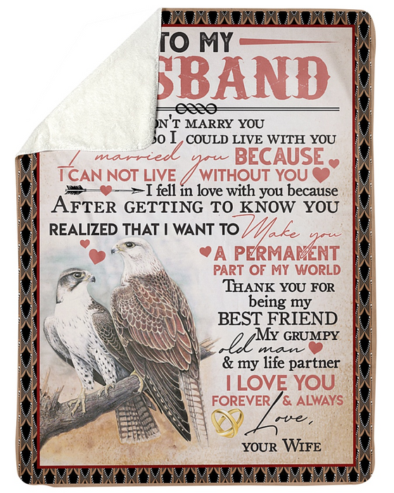Personalized To My Husband Blanket From Wife Thank You For Being My Life Partner Romantic Eagle Couple Printed